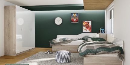 product - Комплект с високи ъглови легла (90/200) Сити 7084 с бяло гланц