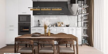 Кухни с MDF - Кухня с термоплот City 9120 – МДФ бяло гланц/карбон мат