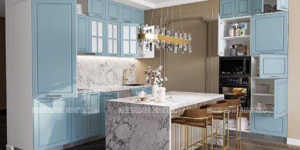 Кухни с MDF - Кухня с термоплот City 9123 – МДФ деним мат