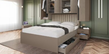 Спални - Спален комплект с надстройка Сити 7085 – Промо цена