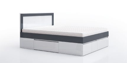 product - Висока спалня с чекмеджета Лео 10 антрацит гланц/бяло гланц