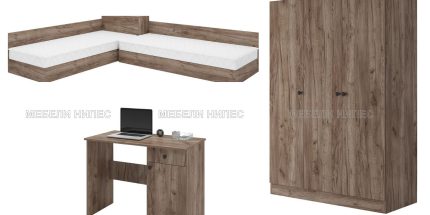 product - Детска стая с ъглови легла Смарти 1 табако крафт