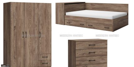 product - Спален комплект с приста Кари браун- Промо цена