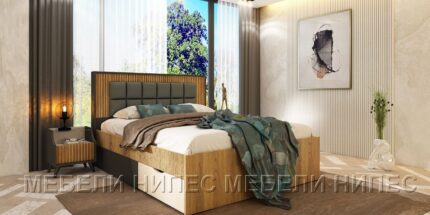 Спални - Спален комплект Кинг с МДФ декор