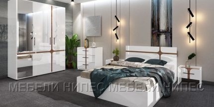 product - Спален комплект Енцо бяло гланц