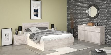 product - Комплект с висока спалня Лео 201 дъб бланко