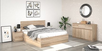 product - Комплект с висока спалня Лео 201 сонома светла