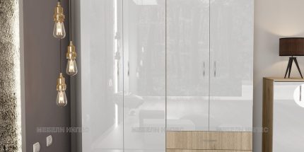 Гардероб Сити 062 сонома арвен/бяло гланц