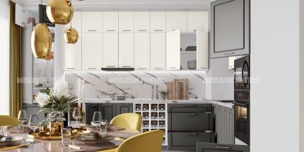 product - Кухня с термоплот City 9169 – МДФ цимент мат/крийм гланц