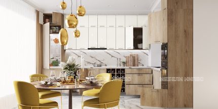 product - Кухня с термоплот City 9204 – МДФ арвен сонома/крийм гланц